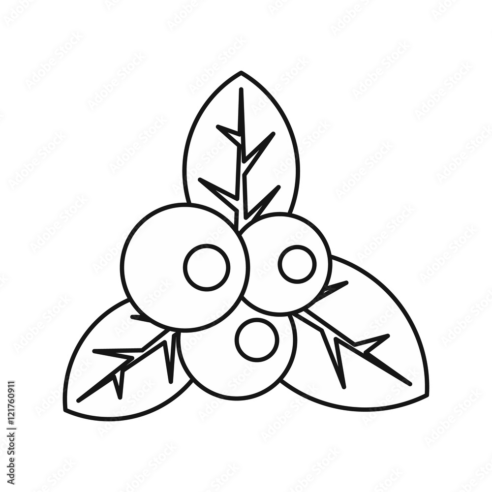 Currant and leaves icon in outline style isolated on white background. Berry symbol vector illustration Currant and leaves icon in outline style isolated on white background. Berry symbol vector illustration