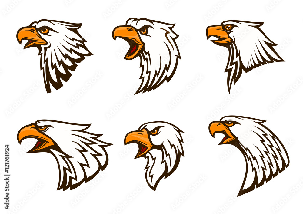 Fototapeta premium Bald Eagle vector emblems set
