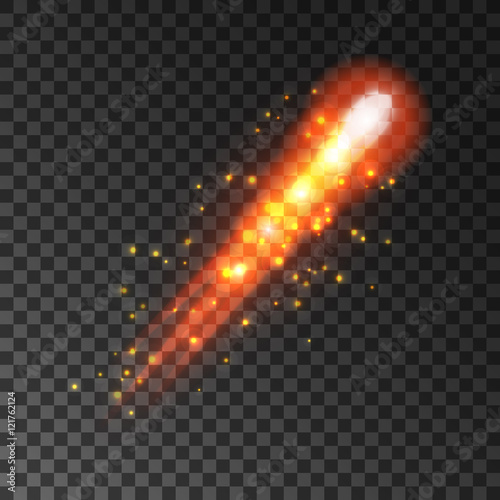 Red glittering comet fire light sparks