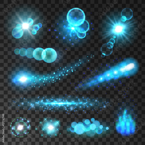 Neon blue sparkling glitter lights