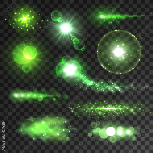 Neon green glitter bokeh lights and sparkles