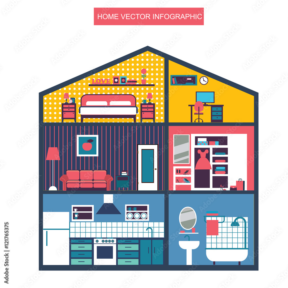 vector house interior illustration