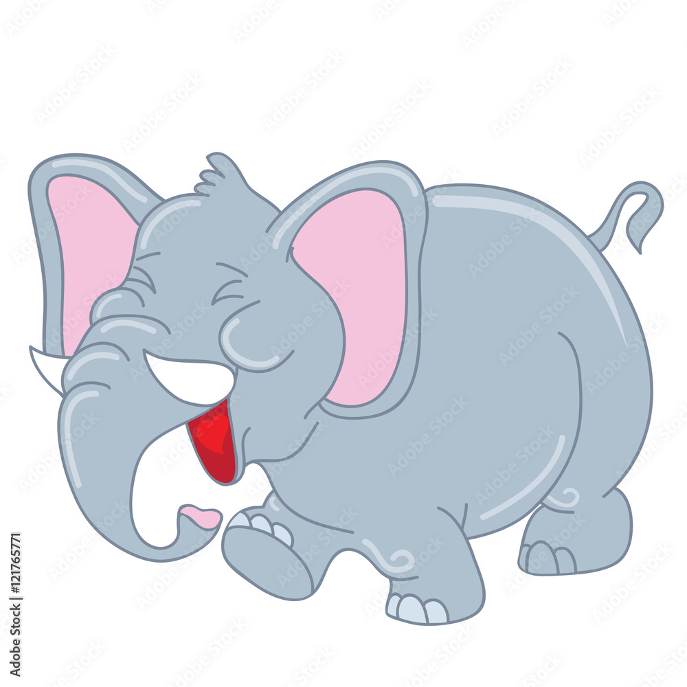 Laughing elephant vector cartoon illustration