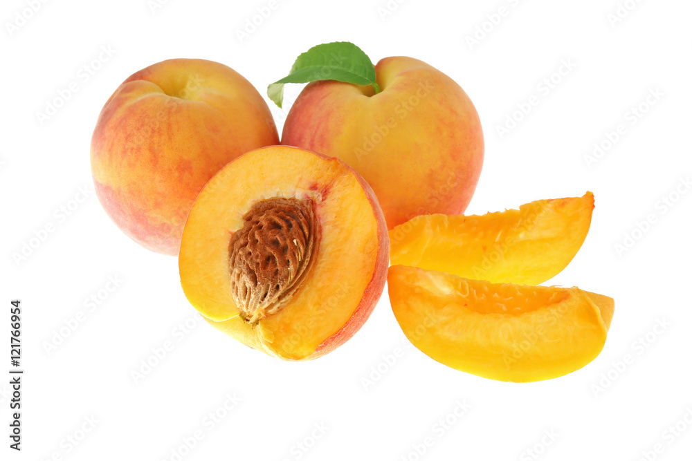 Fresh peaches on a white background Fresh peaches on a white background