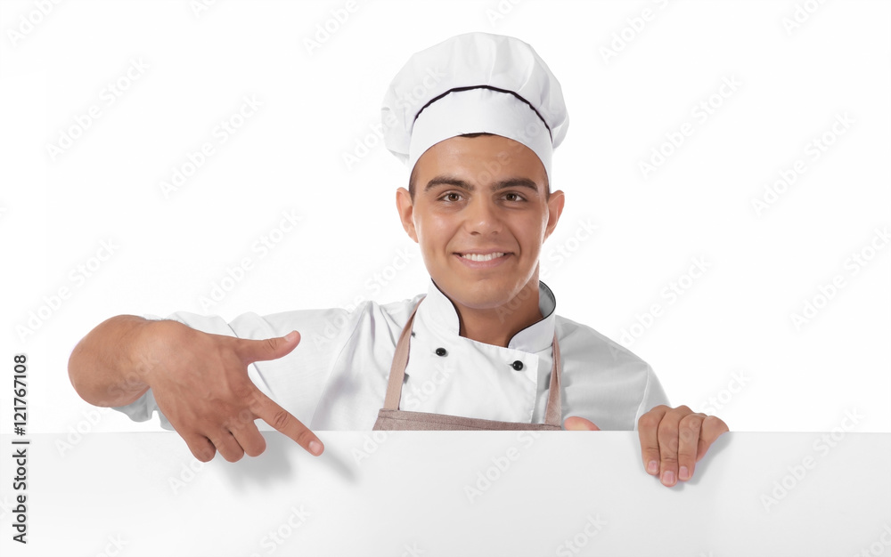 Young handsome chef cook isolated on white Young handsome chef cook isolated on white