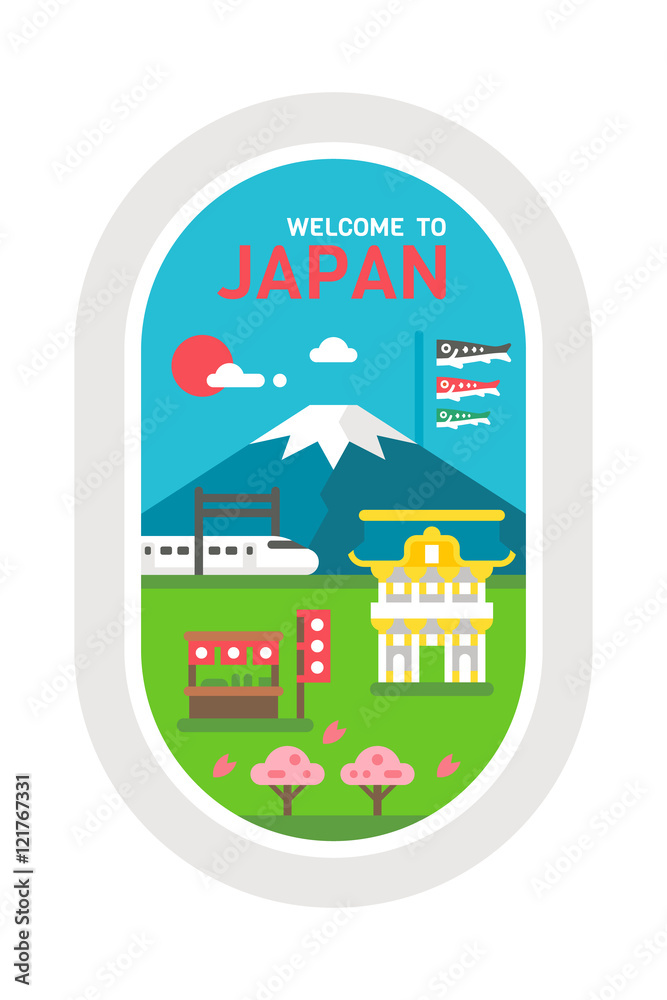 Flat design Japan landmarks