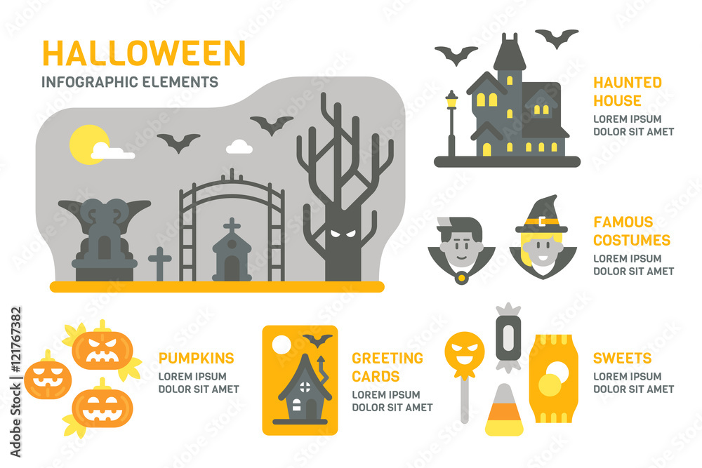 Flat design Halloween infographic