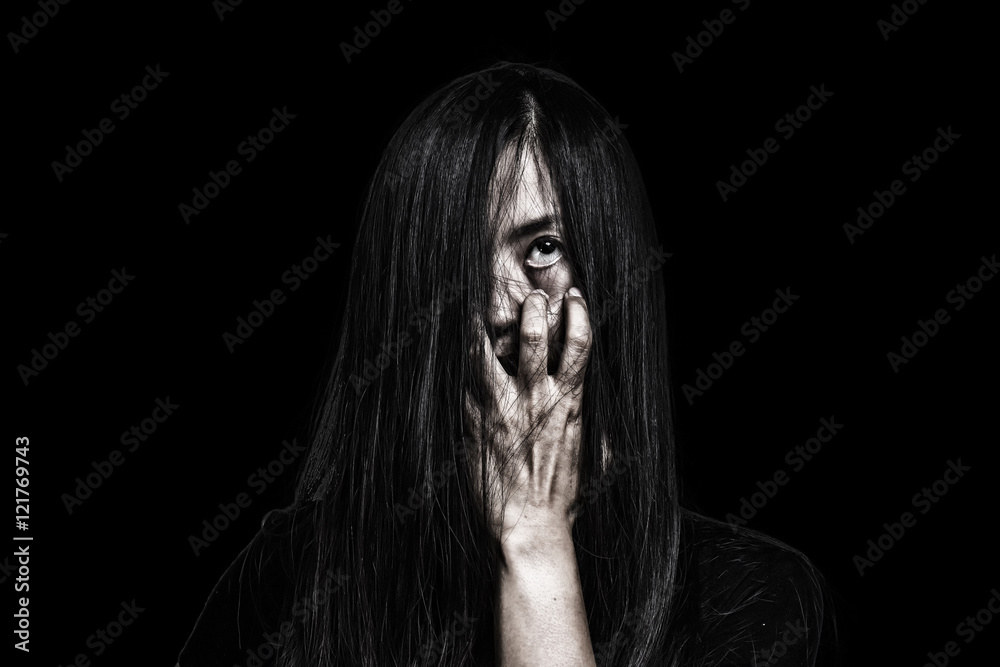 Halloween theme:Ghost Girl Horror isolated on black  filter  effect. Stock Photo | Adobe Stock