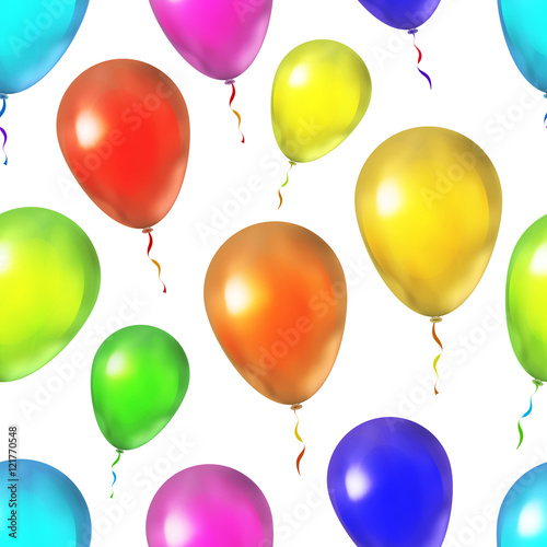 Bright colorful balloons on white, seamless pattern