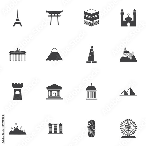 Landmarks Icons set vector