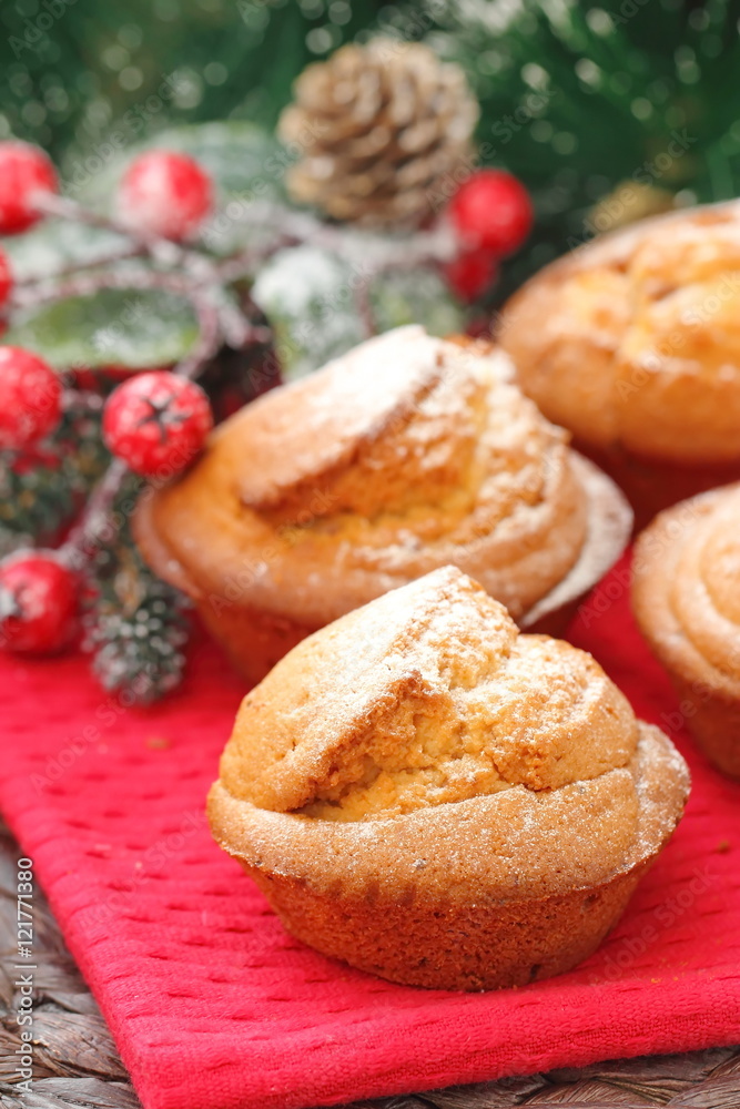 Christmas muffins covered powdered sugar Christmas muffins covered powdered sugar
