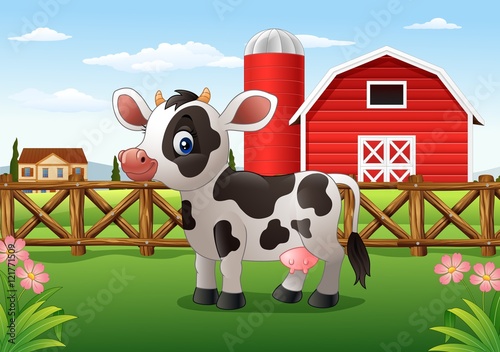 Cartoon cow in the farm

