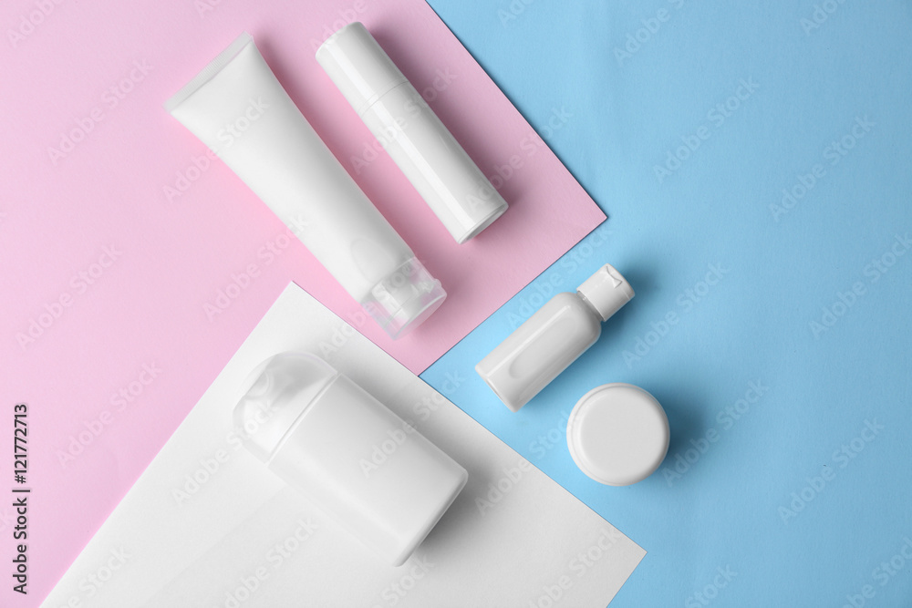 Cosmetics spa mock-up on color background Cosmetics spa mock-up on color background