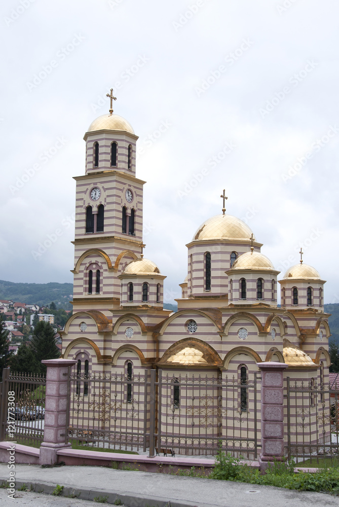  orthodox tserk with gilded domes, Bosnia and Herzegovina