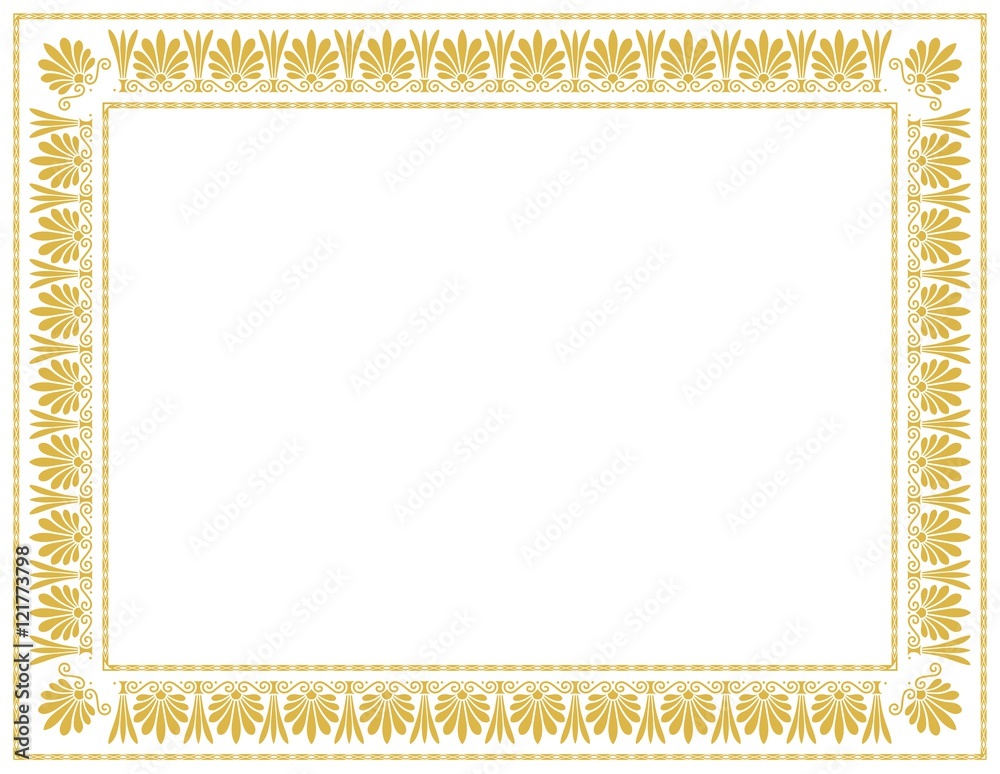 Cadre déco grec, palmettes Gold fond blanc Stock Vector | Adobe Stock