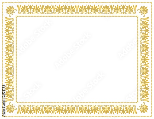 Cadre déco grec, palmettes Gold fond blanc 