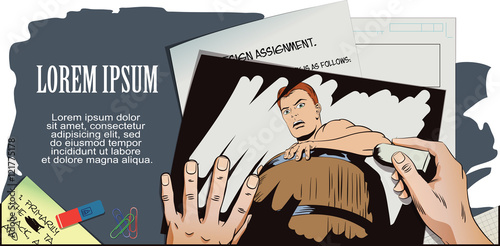 Naked man inside a barrel. Ruin and debts.