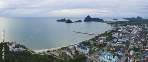 aerial view of prachaupkhirikan harbor southern of thailand photo