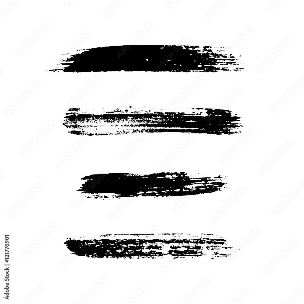 Grunge brushes stroke texture set, isolated black on white. Paintbrush artistic shape elements. Ink line. Watercolor art template. Paint design. Smear creative pattern. Vector illustration Grunge brushes stroke texture set, isolated black on white. Paintbrush artistic shape elements. Ink line. Watercolor art template. Paint design. Smear creative pattern. Vector illustration