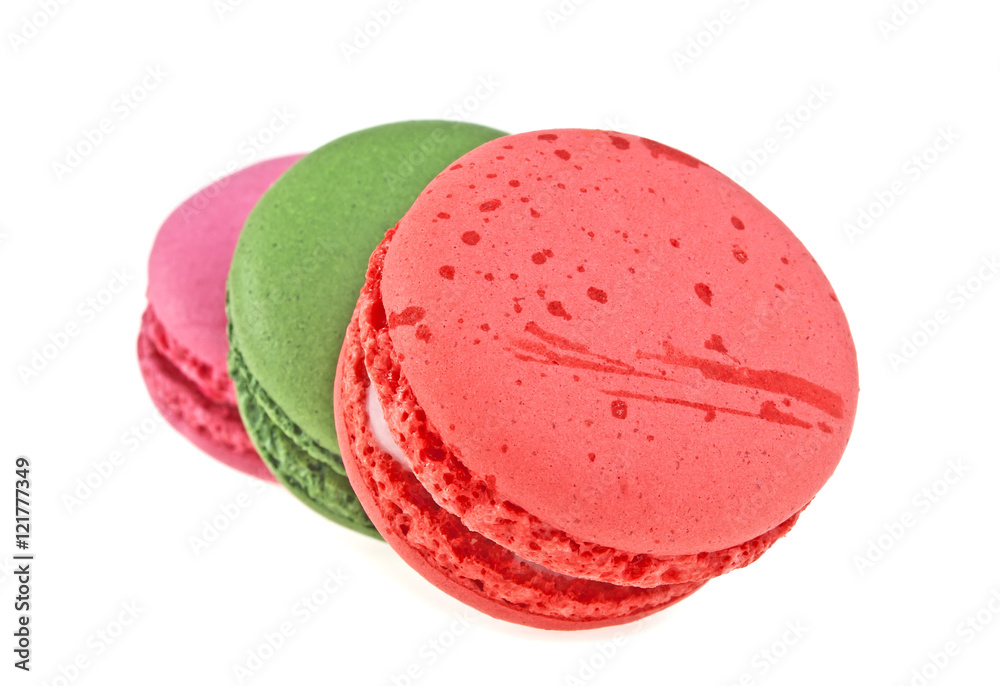 Cake macaron isolated on a white background, sweet and colorful Cake macaron isolated on a white background, sweet and colorful
