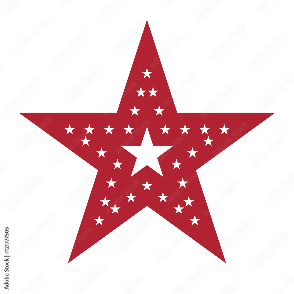 Fototapeta premium American star sign. Blue and red icon, isolated on white background. Patriotic object. Vintage graphics. National design element. Symbol of 4th july, patriotism, democracy. Vector illustration