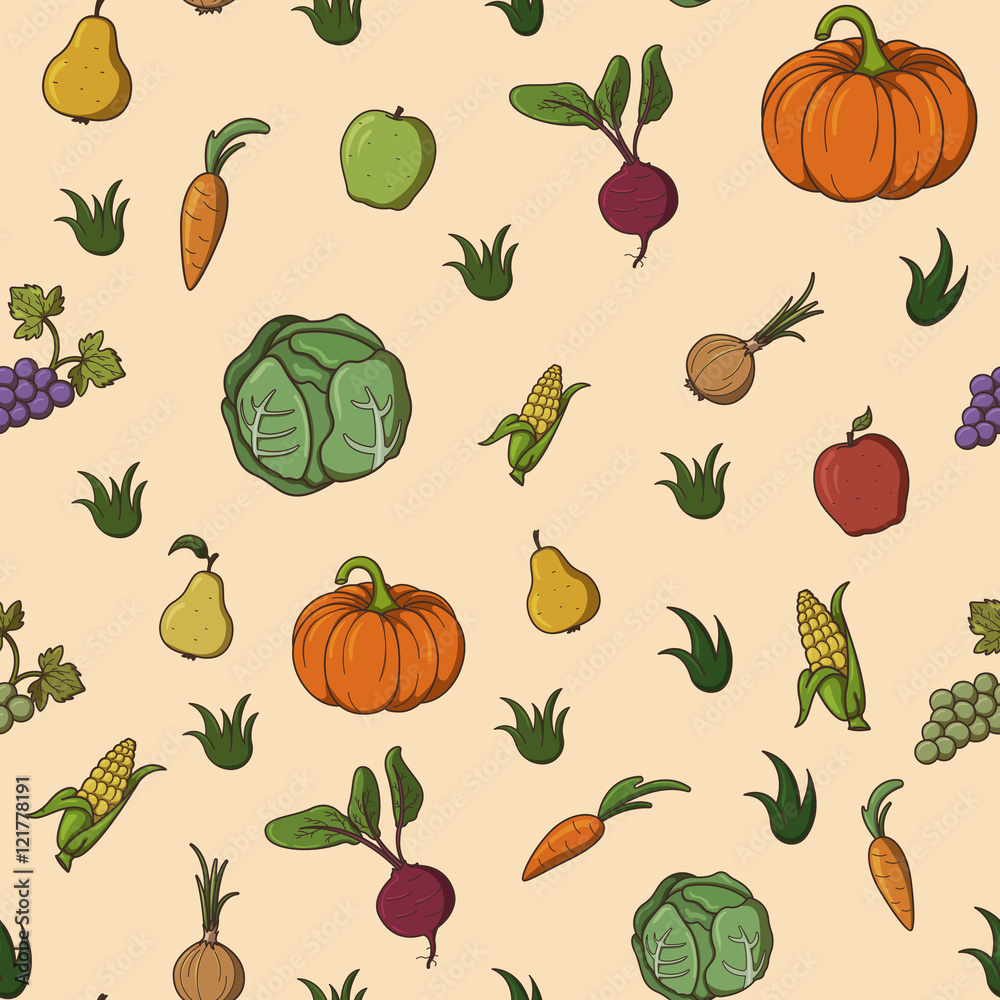 seamless pattern with different vegetables and fruits seamless pattern with different vegetables and fruits