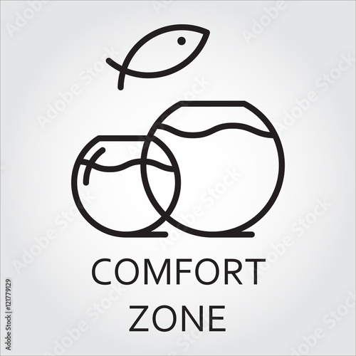 Black flat line vector icon comfort zone as aquarium