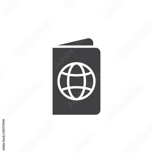 passport icon vector, official document solid sign, pass pictogram isolated on white, logo illustration