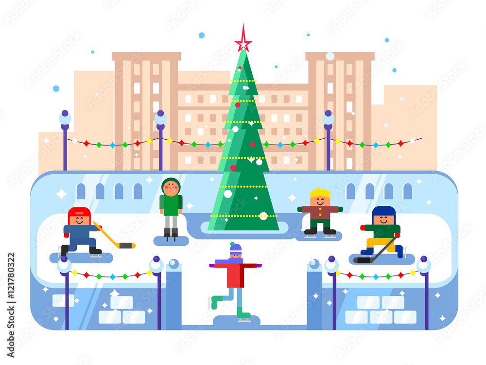 Municipal skating rink Christmas tree