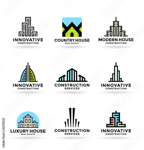 Set of real estate symbols and logo design elements (14)