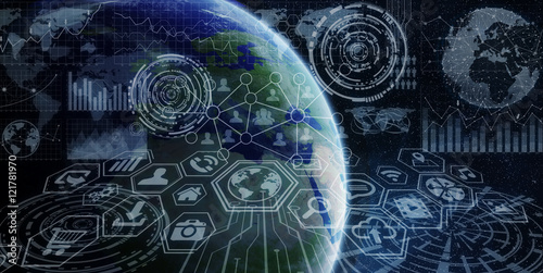 Fototapeta Naklejka Na Ścianę i Meble -  Global network and data exchange over the world