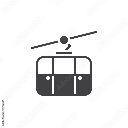 cableway icon vector, ropeway solid sign, pictogram isolated on white, logo illustration