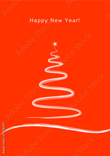Happy New Year. Red mini christmas tree zen