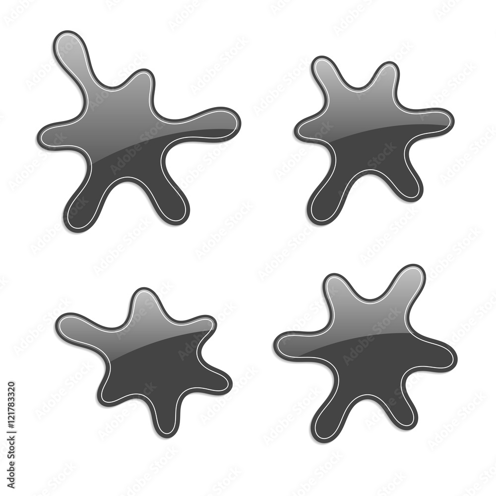 Vector illustration of black ink blot. Set of abstract black blots. Vector illustration of black ink blot. Set of abstract black blots.