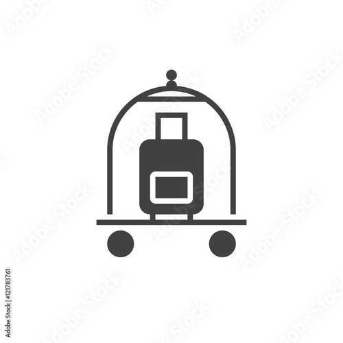 hotel luggage cart icon vector, solid sign, pictogram isolated on white, logo illustration