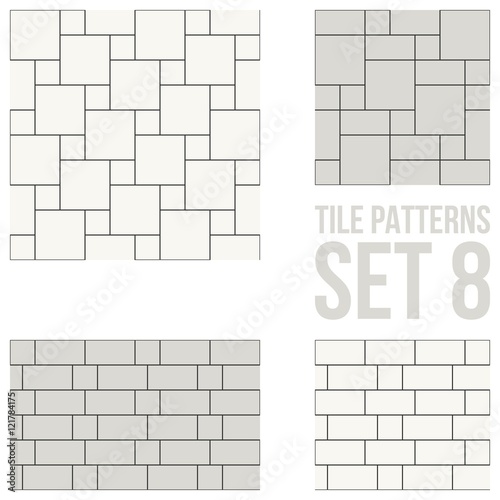 Set of thin line seamless pattern brick tile, use for background, path, toilet wall, patio, wooden floor, ceramic tile, parquet floor, stack bond and texture