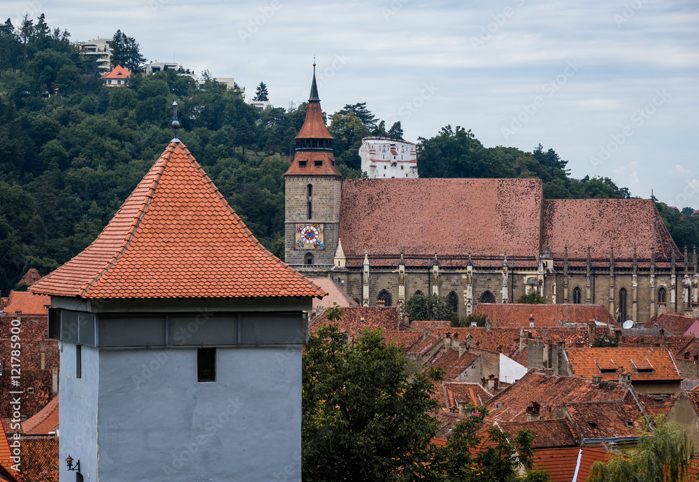 Gothic style Black Church in Brasov city in Romania