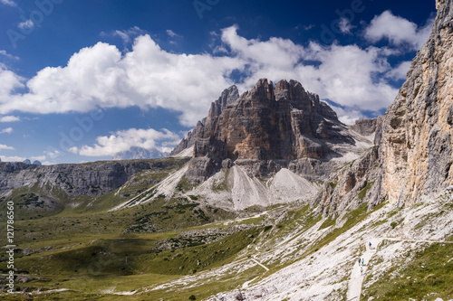 Dramatic mountain landscape in Italian Dolomites.