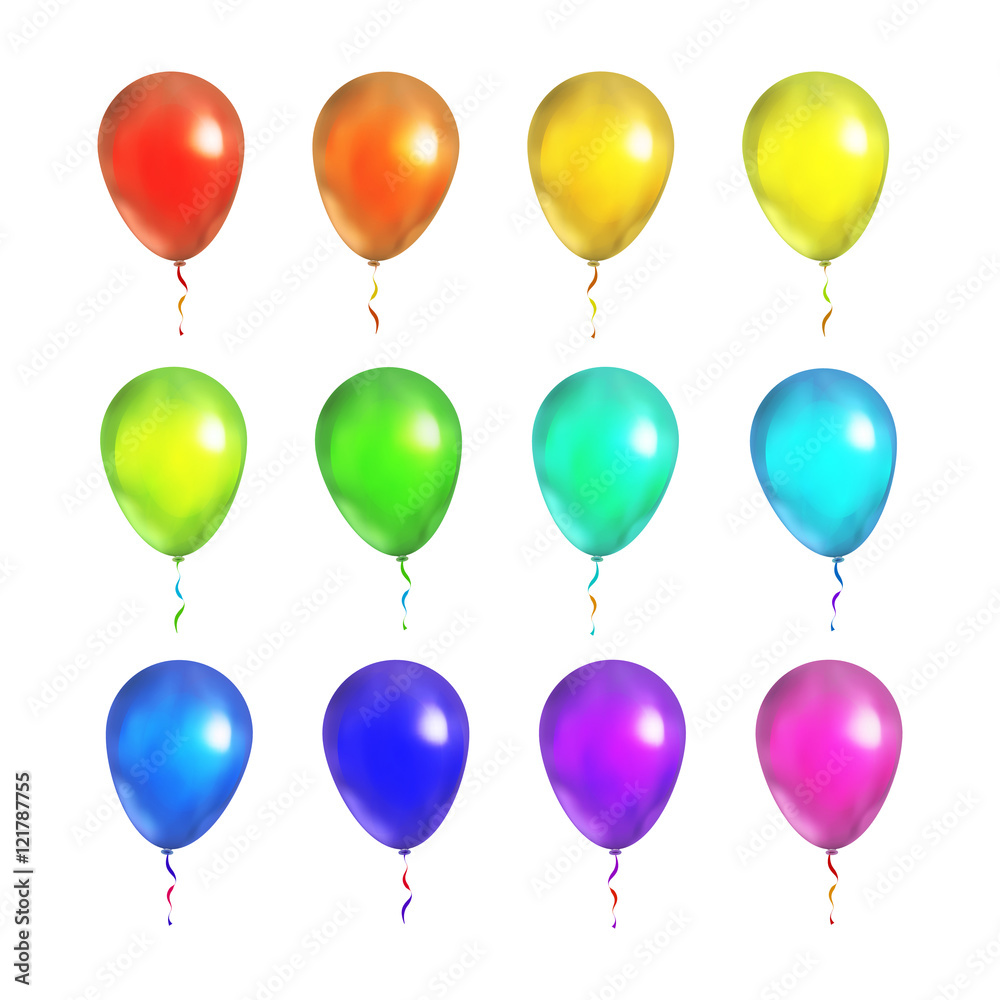 Set of bright colorful balloons isolated on white Set of bright colorful balloons isolated on white