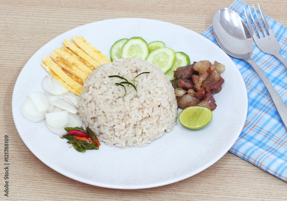 Fried rice with Shrimp paste, Thai food Fried rice with Shrimp paste, Thai food