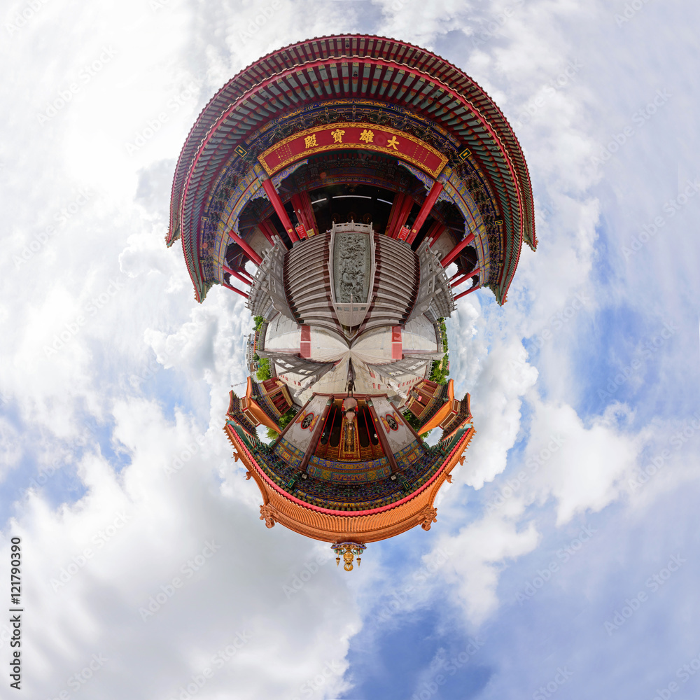 Naklejka premium Circle Panorama of Building in Dragon Temple Kammalawat Temple