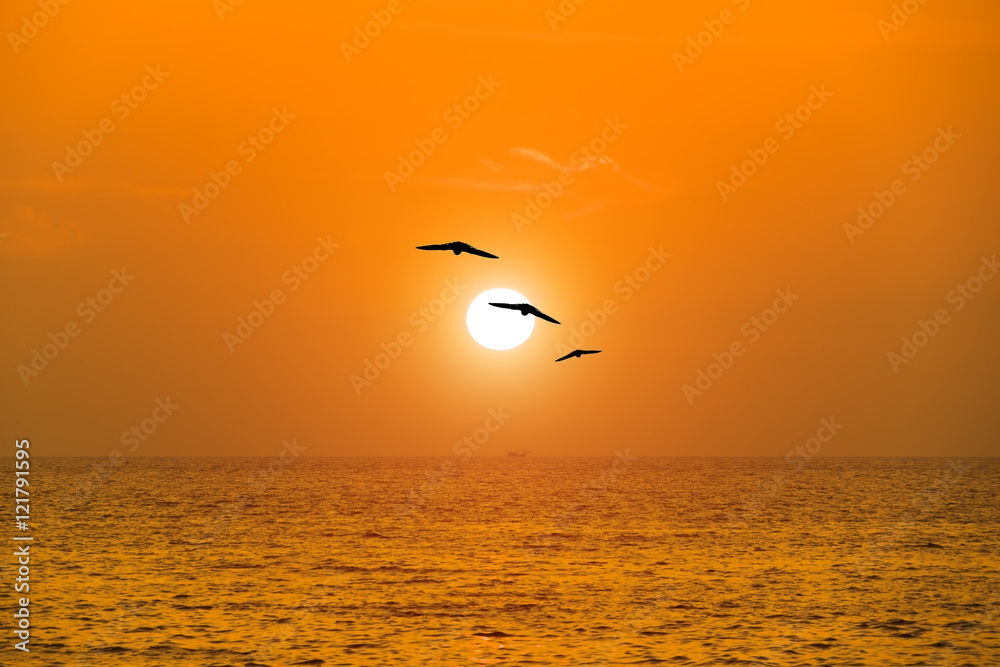 View of beautiful sunset above the sea
