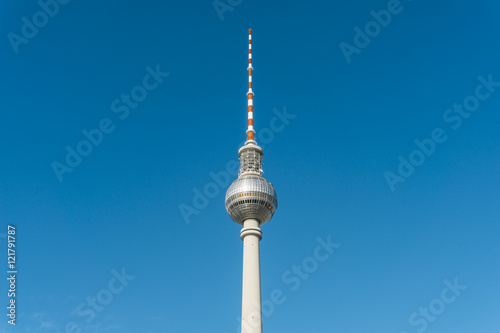 tv tower berlin with clear blue sky
