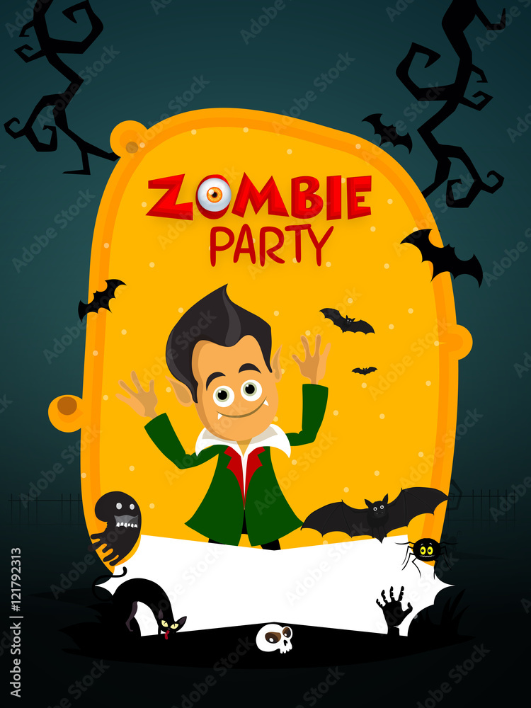 Zombie Party Invitation Card design. Stock Vector | Adobe Stock