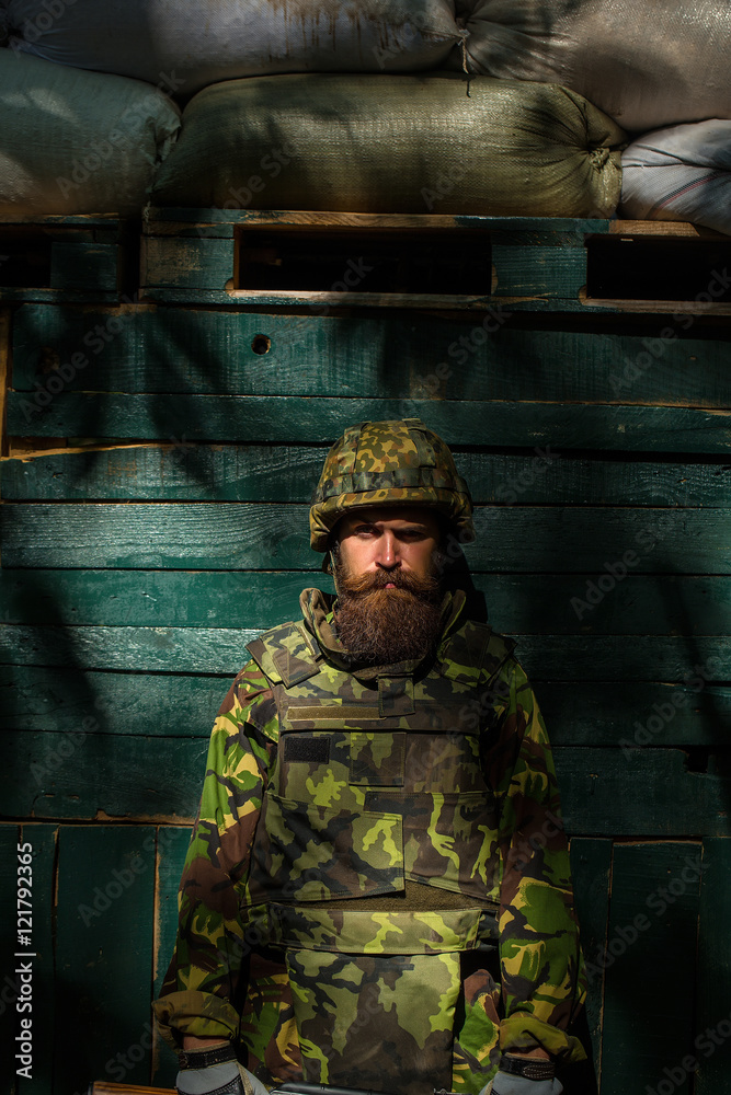 Portrait of soldier in camouflage