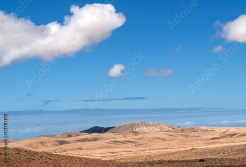 Landscape of fields and mountains near Antigua village  Fuerteventura  Canary Islands  Spain