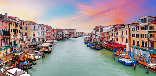 Venice Grand Canal gondolas, hotels and restaurants at sunset fr © TTstudio
