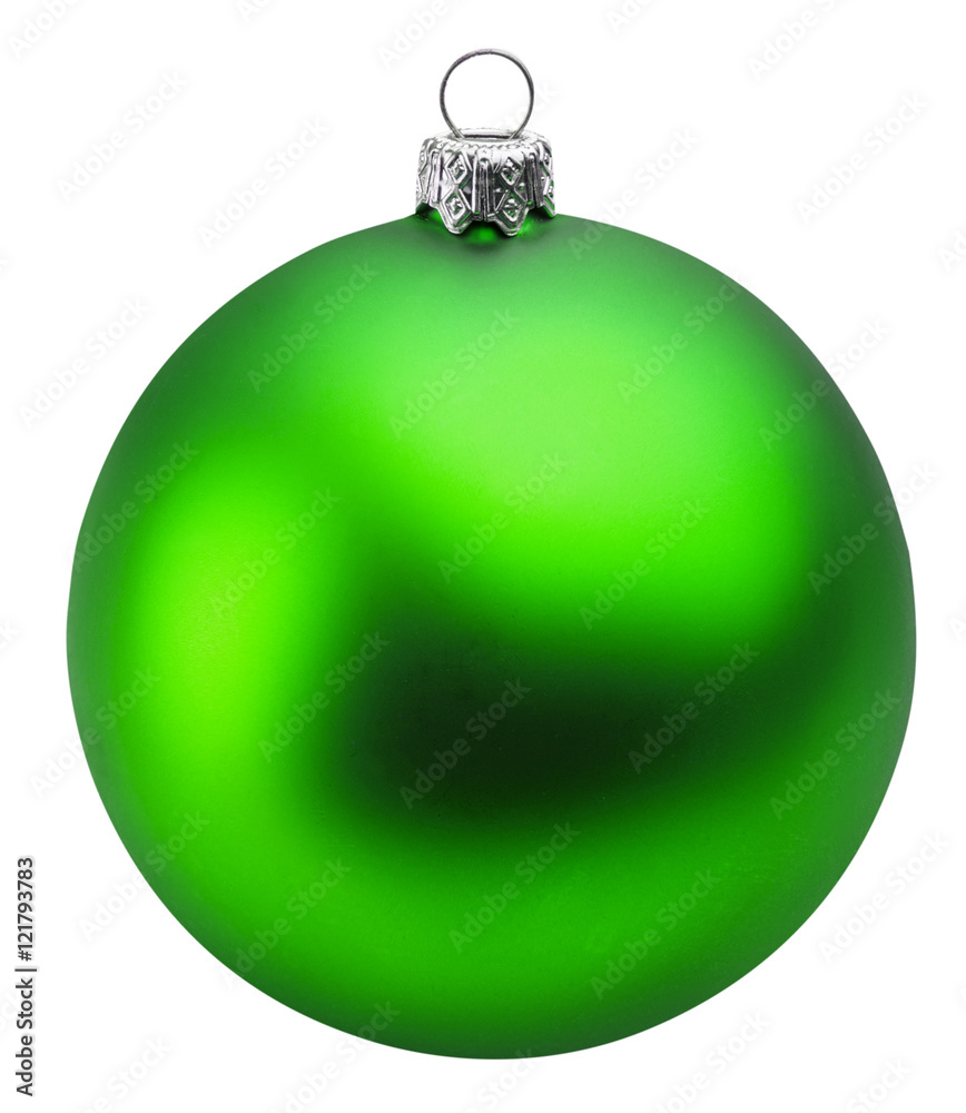 green christmas ball over white background clipping path green christmas ball over white background clipping path