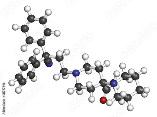 Piritramide opioid analgetic drug molecule. 3D rendering. photo