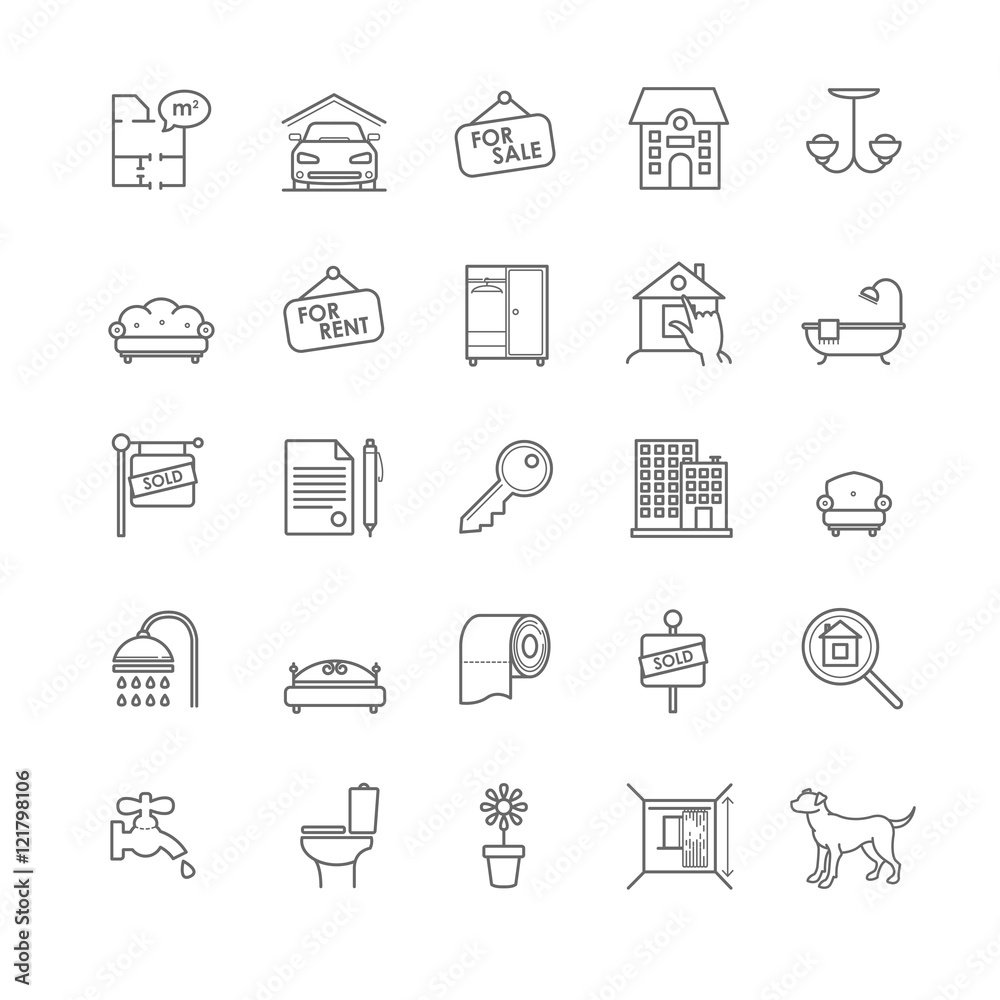 house and real estate icons set